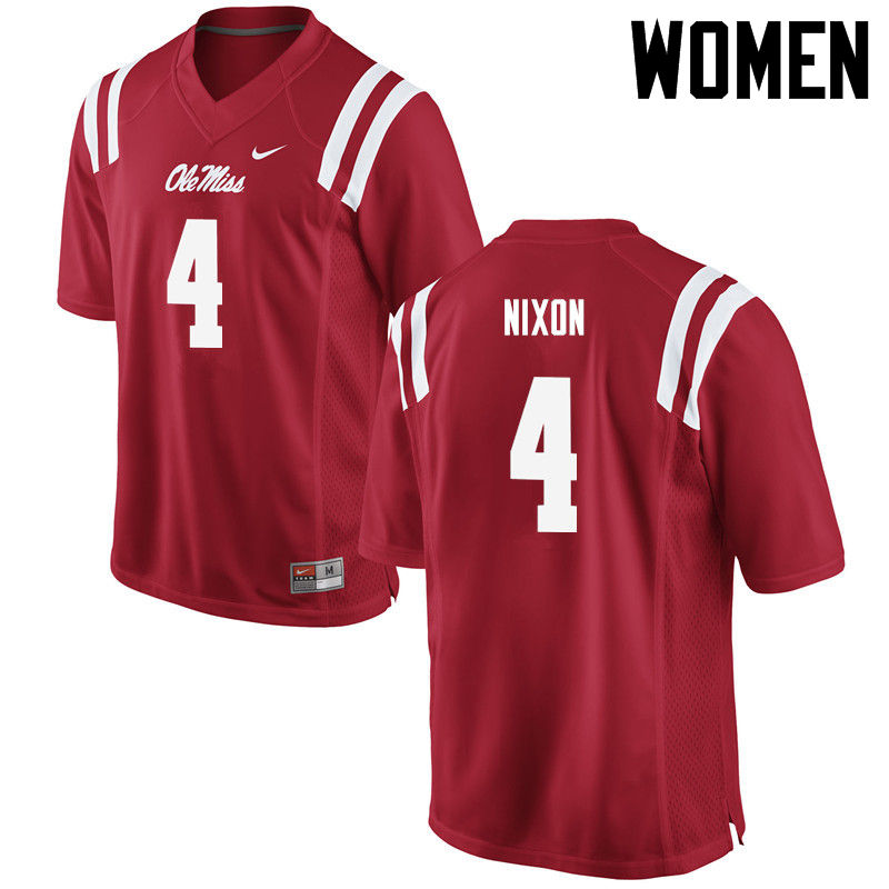 Tre Nixon Ole Miss Rebels NCAA Women's Red #4 Stitched Limited College Football Jersey WHY1458EL